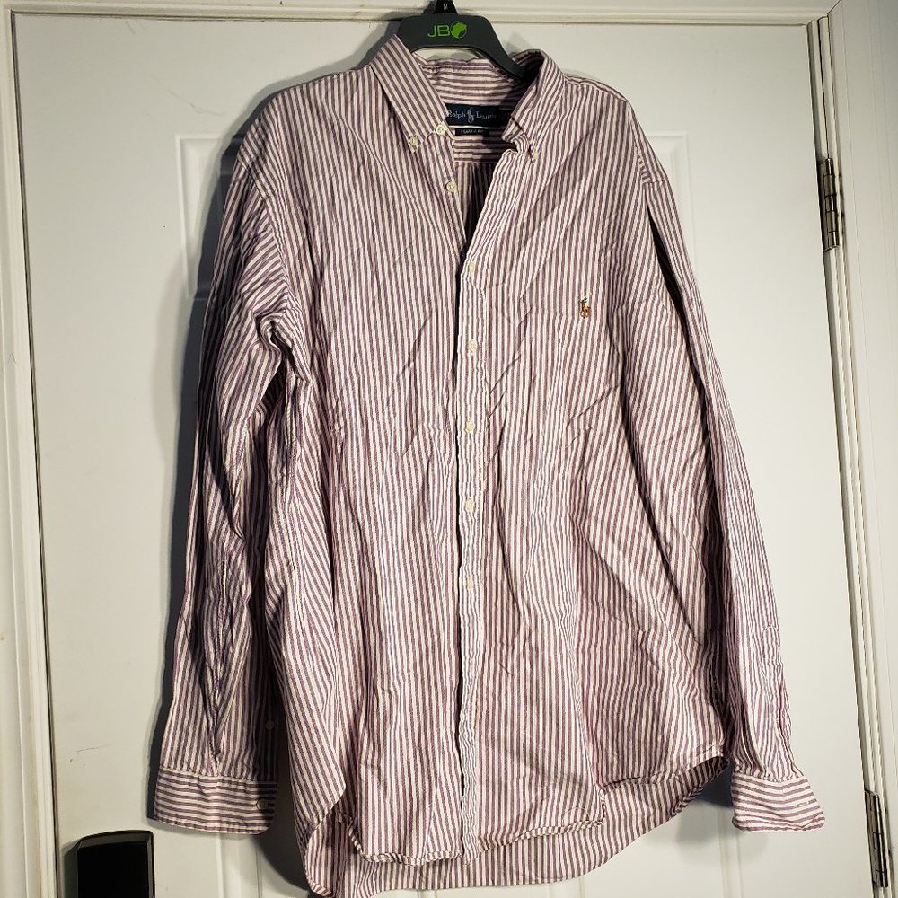 RALPH LAUREN  MULTICOIOR LONGSLEEVE BUTTONUP MEN SHIRT 100% COTTON SIZE  XLT